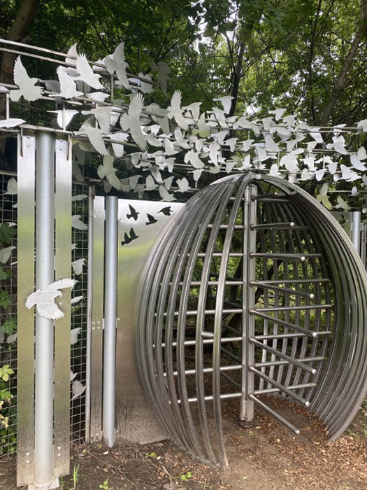 The new gate at the CLNP, designed and built by public artist Stephen Manka.